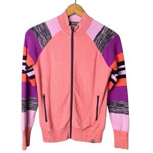 Title nine Womens Striped Sweater Full Zip Multi Color Size M Athleisure Golf